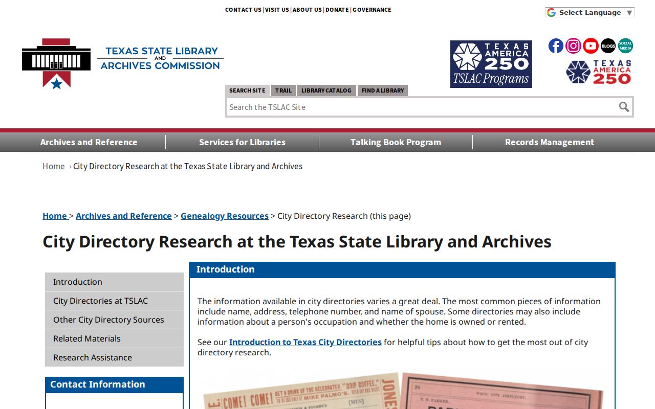 Harlingen city directory Texas State Library collection guide