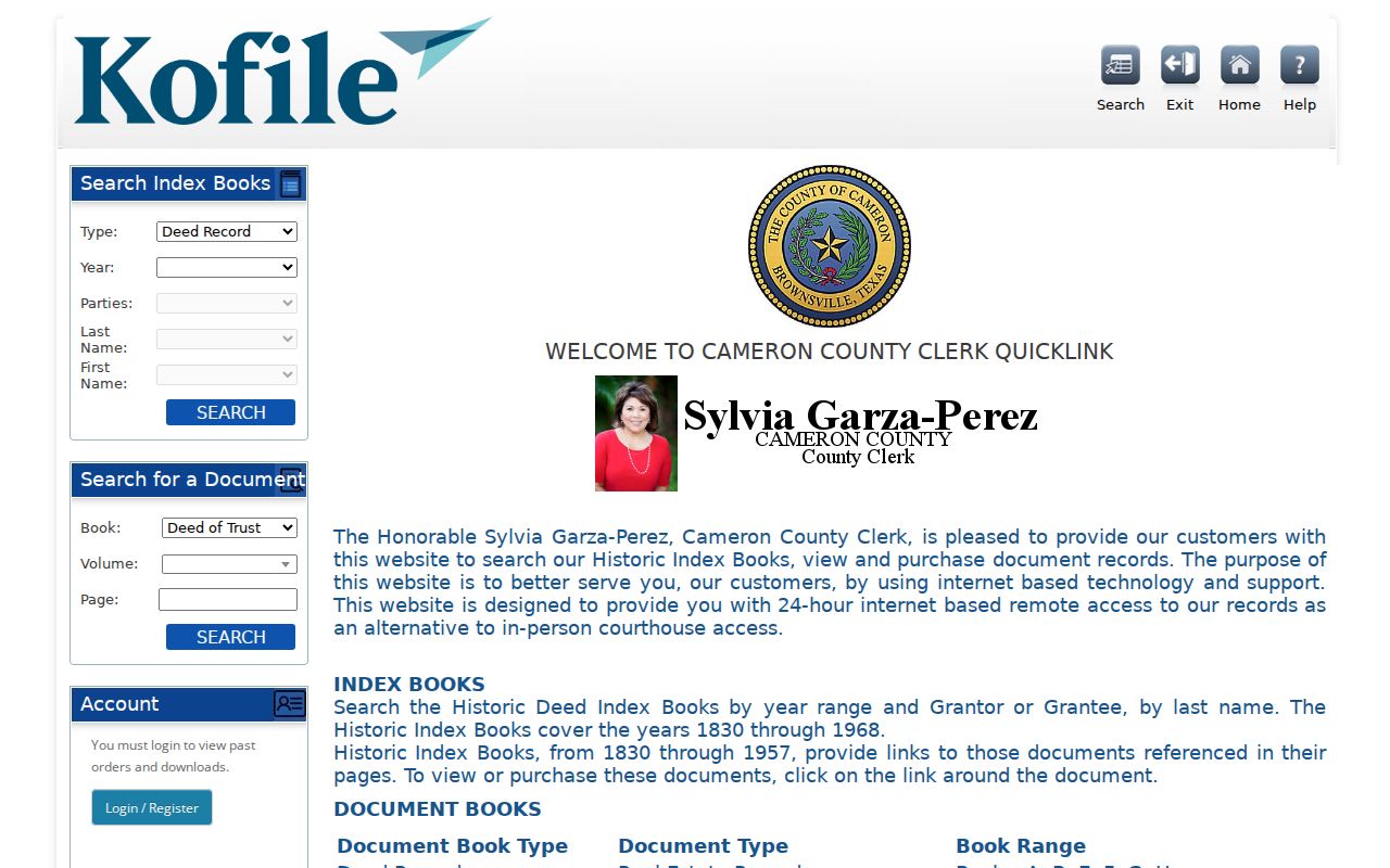 Harlingen previous residents historic Cameron County deed index search controls