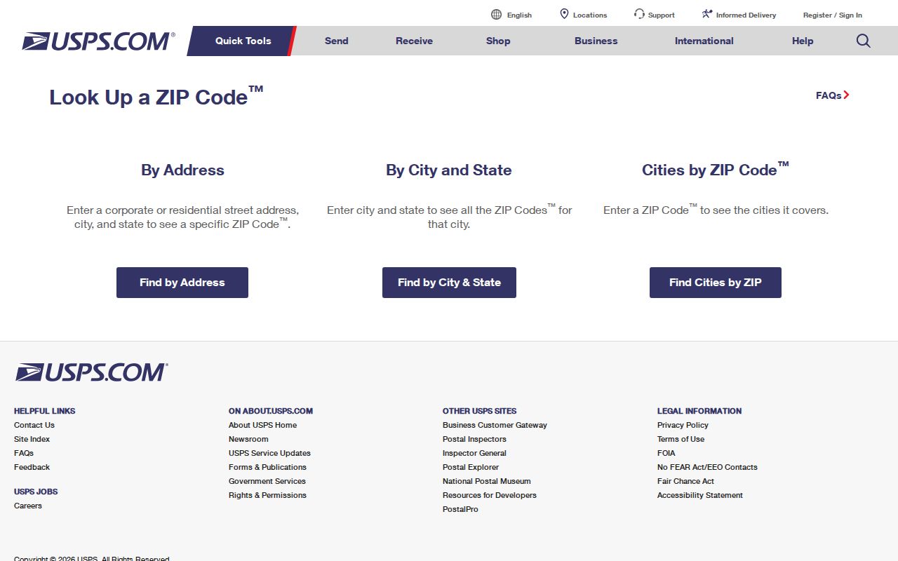 Harlingen ZIP code directory using the USPS ZIP Code Lookup search interface